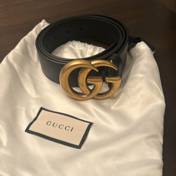 AUTHENTIC GUCCI MARMONT BLACK WIDE BELT - Picture 1 of 6